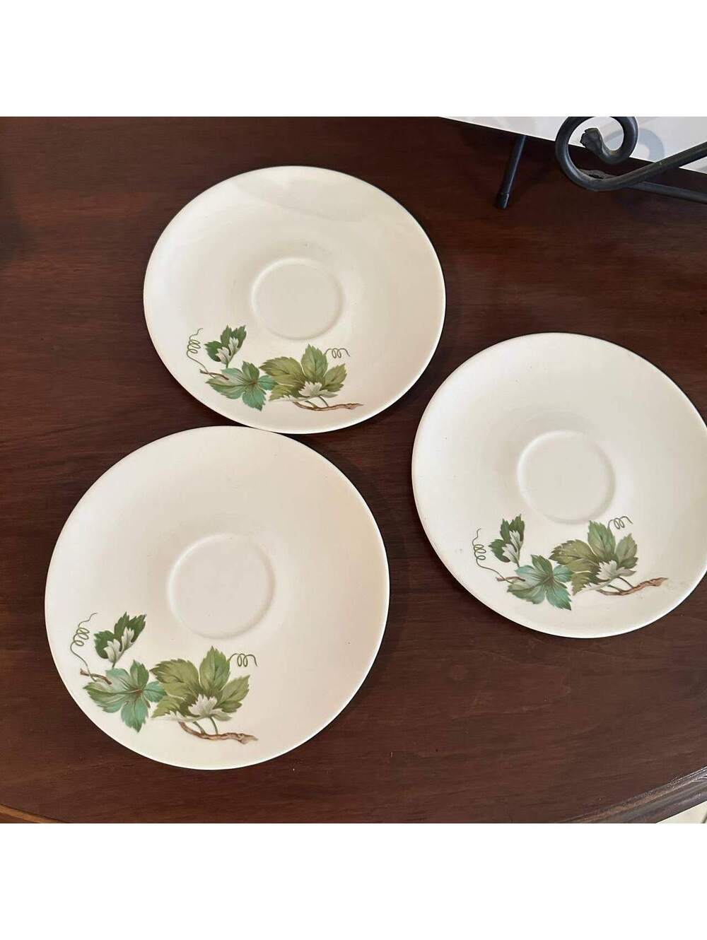 3 Edwin Knowles Grapevine Saucers British Empire Ceramics 1950s MCM 6"
